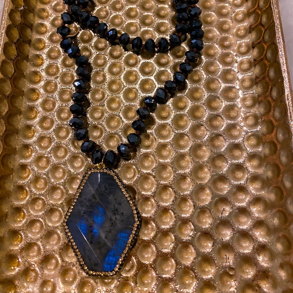 Blue Beaded Necklace Wrap Necklace